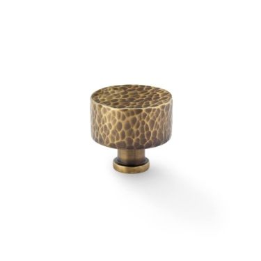 Click Here To Enlarge This Photo Of AW816-35-AB - Alexander & Wilks Leila Hammered Cupboard Knob - Antique Brass - 35mm