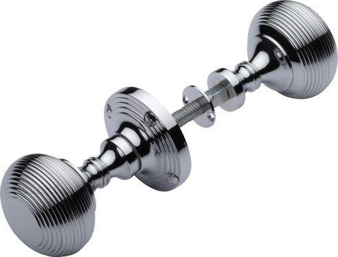 Click Here To Enlarge This Photo Of RIM V971-PC Heritage Brass Reeded Rim Knob Polished Chrome Finish