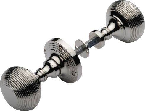 Click Here To Enlarge This Photo Of RIM V971-PNF Heritage Brass Reeded Rim Knob Polished Nickel Finish
