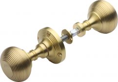 RIM V971-SB Heritage Brass Reeded Rim Knob Satin Brass Finish