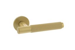 Atlantic - MHSR100SB Millhouse Brass 'Crompton' Designer Lever on 5mm Slimline Round Rose - Satin Brass