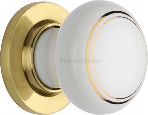 Click Here To Enlarge This Photo Of 6010-PB Heritage Brass Gold Line Mortice Knob with Polished Brass Base