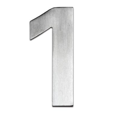 Click Here To Enlarge This Photo Of BLU Performance Number 1 Self Adhesive Door Numeral, 100mm, G316 Satin Stainless Steel (BLN1-SSS)
