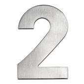 BLU Performance Number 2 Self Adhesive Door Numeral, 100mm, G316 Satin Stainless Steel (BLN2-SSS)