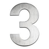 BLU Performance Number 3 Self Adhesive Door Numeral, 100mm, G316 Satin Stainless Steel (BLN3-SSS)