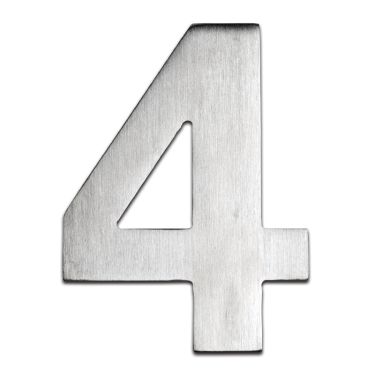 Click Here To Enlarge This Photo Of BLU Performance Number 4 Self Adhesive Door Numeral, 100mm, G316 Satin Stainless Steel (BLN4-SSS)