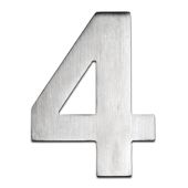 BLU Performance Number 4 Self Adhesive Door Numeral, 100mm, G316 Satin Stainless Steel (BLN4-SSS)