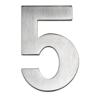 Click Here To Enlarge This Photo Of BLU Performance Number 5 Self Adhesive Door Numeral, 100mm, G316 Satin Stainless Steel (BLN5-SSS)