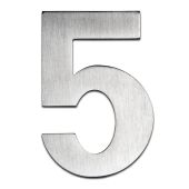 BLU Performance Number 5 Self Adhesive Door Numeral, 100mm, G316 Satin Stainless Steel (BLN5-SSS)