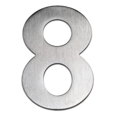 Click Here To Enlarge This Photo Of BLU Performance Number 8 Self Adhesive Door Numeral, 100mm, G316 Satin Stainless Steel (BLN8-SSS)