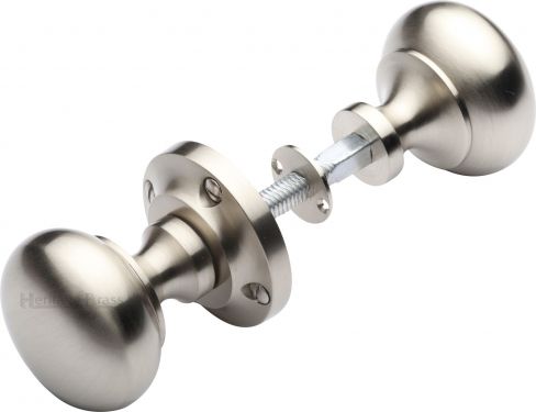 Click Here To Enlarge This Photo Of RIM V980-SN Heritage Brass Victoria Rim Knob Satin Nickel Finish
