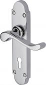 S600-PC Heritage Brass Door Handle Lever Lock Savoy Design Polished Chrome Finish