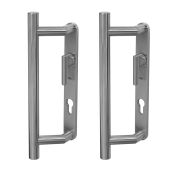 BLU Performance Patio Door Handle, Back to back handles, Euro cut-out backplates & levers, G316 Satin Stainless Steel (KM920B-SSS)
