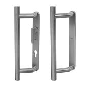 BLU Performance Patio Door Handle, Back to back handles, Euro cut-out internal backplate & lever, Blank external backplate, G316 Satin Stainless Steel (KM950B-SSS)