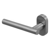 BLU Performance T-Bar Lever Door Handle On Oval Rose, G316 Satin Stainless Steel (KM965C-SSS)