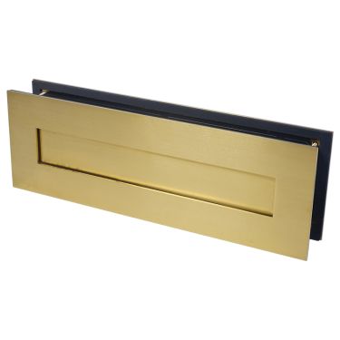 Click Here To Enlarge This Photo Of BLU Performance Sleeved Letter Plate, 330 x 110mm, Up to 68mm Door Thickness, G316 Stainless Steel, PVD Satin Brass (LP400-PSB)