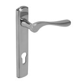 BLU Performance Regent Door Handle on Backplate, 92mm Centres, LH, To 68mm, G316 Polished Stainless Steel (REG090B-LH-PSS)