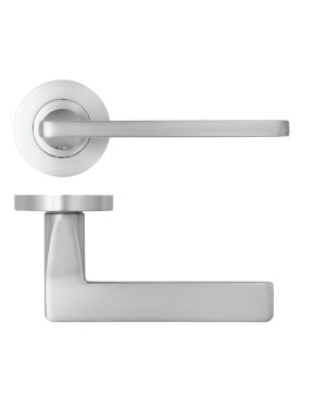 Click Here To Enlarge This Photo Of ZPA010-SC - Zoo Hardware Stanza 'Leon' Lever Handles on Round Rose - Satin Chrome (Contract Range)