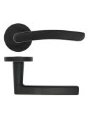 ZPA020-MB - Zoo Hardware Stanza 'Santiago' Lever Handles on Round Rose - Matt Black (Contract Range)