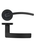 ZPA030-MB - Zoo Hardware Stanza 'Toledo' Lever Handles on Round Rose - Matt Black (Contract Range)