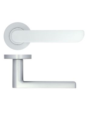 Click Here To Enlarge This Photo Of ZPA040-SC - Zoo Hardware Stanza 'Valencia' Lever Handles on Round Rose - Satin Chrome (Contract Range)