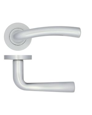 Click Here To Enlarge This Photo Of ZPA050-SC - Zoo Hardware Stanza 'Seville' Lever Handles on Round Rose - Satin Chrome (Contract Range)