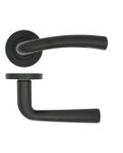 ZPA050-MB - Zoo Hardware Stanza 'Seville' Lever Handles on Round Rose - Matt Black (Contract Range)