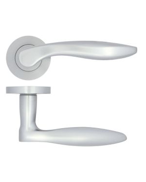 Click Here To Enlarge This Photo Of ZPA060-SC - Zoo Hardware Stanza 'Cadiz' Lever Handles on Round Rose - Satin Chrome (Contract Range)