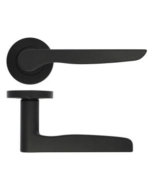 Click Here To Enlarge This Photo Of ZPA080-MB - Zoo Hardware Stanza 'Vigo' Lever Handles on Round Rose - Matt Black (Contract Range)