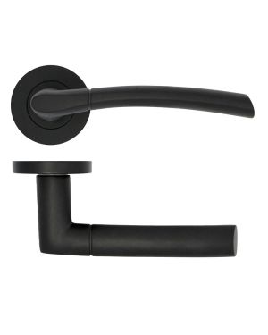 Click Here To Enlarge This Photo Of ZPA100-MB - Zoo Hardware Stanza 'Andorra' Lever Handles on Round Rose - Matt Black (Contract Range)