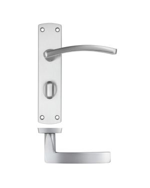 Click Here To Enlarge This Photo Of ZPA033-SC - Zoo Hardware Stanza 'Toledo' Lever Handles on Bathroom Backplate - Satin Chrome (Contract Range)