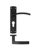 ZPA031EP-MB - Zoo Hardware Stanza 'Toledo' Lever Handles on Euro Profile Backplate - Matt Black (Contract Range)