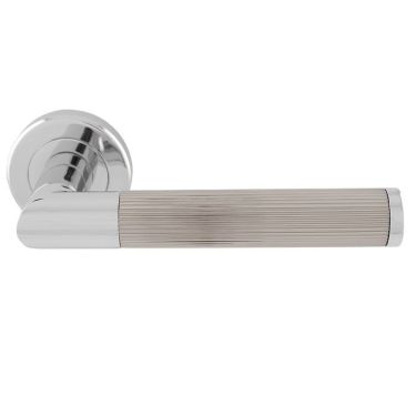 Click Here To Enlarge This Photo Of SZM170CPSN - Carlisle Brass Serozzetta 'Trend' Lines Lever on Round Rose - Polished Chrome/Satin Nickel