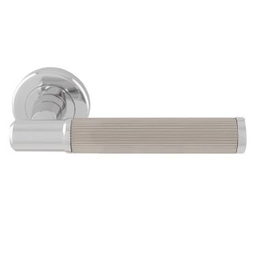Click Here To Enlarge This Photo Of SZM270CPSN - Carlisle Brass Serozzetta 'Image' Lines Lever on Round Rose - Polished Chrome/Satin Nickel