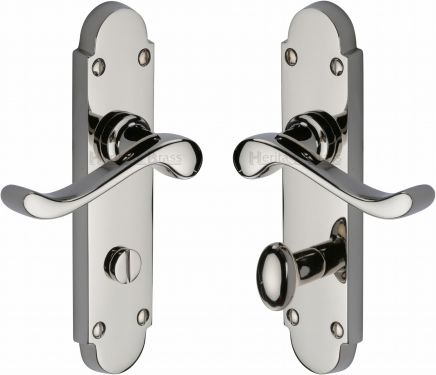Click Here To Enlarge This Photo Of S620-PNF Heritage Brass Door Handle For Bathroom Savoy Design Polished Nickel Finish
