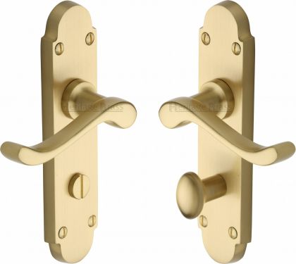 Click Here To Enlarge This Photo Of S620-SB Heritage Brass Door Handle For Bathroom Savoy Design Satin Brass Finish