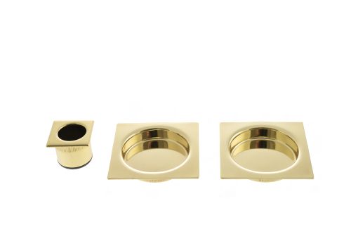 Click Here To Enlarge This Photo Of B019301003 - AGB Sliding Door Flush Pulls (Square) - Polished Brass