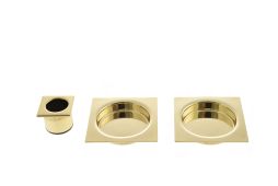B019301003 - AGB Sliding Door Flush Pulls (Square) - Polished Brass