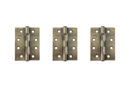 Click Here To Enlarge This Photo Of Atlantic - AHG111433AB(3) Grade 11 Fire Rated Ball Bearing Hinges 4" x 3" x 2.5mm - Antique Brass (Pack of 3)