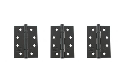 Click Here To Enlarge This Photo Of Atlantic - AHG111433MB(3) Grade 11 Fire Rated Ball Bearing Hinges 4" x 3" x 2.5mm - Matt Black (Pack of 3)