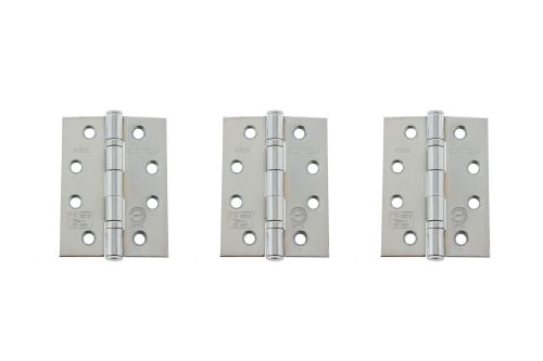 Click Here To Enlarge This Photo Of Atlantic - AHG111433PC(3) Grade 11 Fire Rated Ball Bearing Hinges 4" x 3" x 2.5mm - Polished Chrome (Pack of 3)