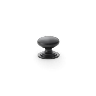 Click Here To Enlarge This Photo Of AW825-25-BL - Alexander & Wilks Round Cupboard Knob Integral Stepped Rose - Black - 25mm