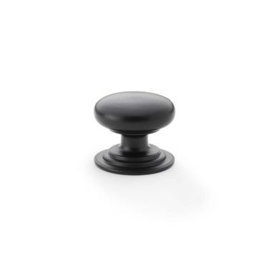 Click Here To Enlarge This Photo Of AW825-32-BL - Alexander & Wilks Round Cupboard Knob Integral Stepped Rose - Black - 32mm