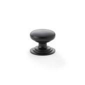 AW825-32-BL - Alexander & Wilks Round Cupboard Knob Integral Stepped Rose - Black - 32mm