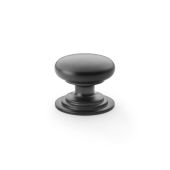 AW825-38-BL - Alexander & Wilks Round Cupboard Knob Integral Stepped Rose - Black - 38mm