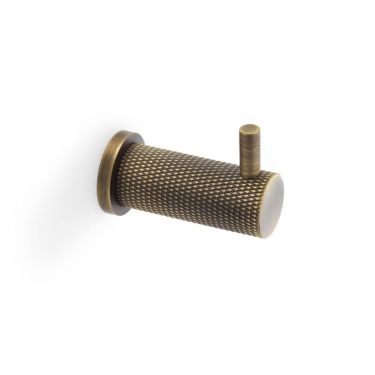 Click Here To Enlarge This Photo Of AW775AB - Alexander & Wilks Brunel Diamond Knurled Coat Hook Antique Brass