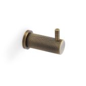 AW775AB - Alexander & Wilks Brunel Diamond Knurled Coat Hook Antique Brass