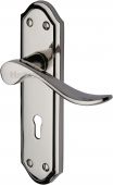 SAN1400-PNF Heritage Brass Door Handle Lever Lock Sandown Design Polished Nickel Finish