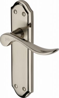 Click Here To Enlarge This Photo Of SAN1410-MC Heritage Brass Door Handle Lever Latch Sandown Design Mercury Finish