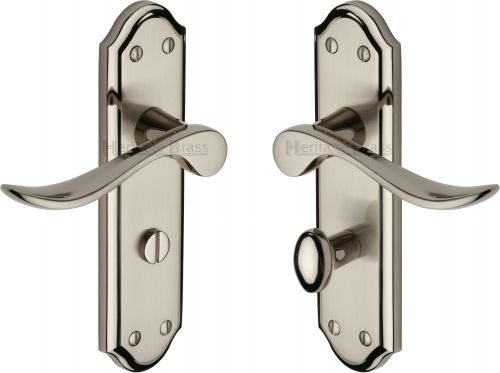 Click Here To Enlarge This Photo Of SAN1430-MC Heritage Brass Door Handle For Bathroom Sandown Design Mercury Finish
